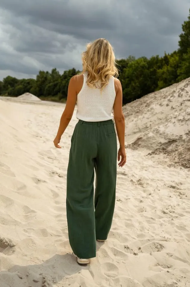 Easy Clothes Dark Green Linen Joey Pants Dark Green Women039s Clothing Pants and Jeans Easy Clothes Dark Green Linen Joey Pants Dark Green Women039s Clothing Pants and Jeans