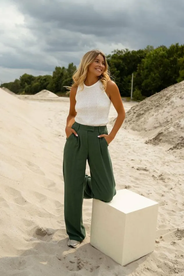 Easy Clothes Dark Green Linen Joey Pants Dark Green Women039s Clothing Pants and Jeans Easy Clothes Dark Green Linen Joey Pants Dark Green Women039s Clothing Pants and Jeans