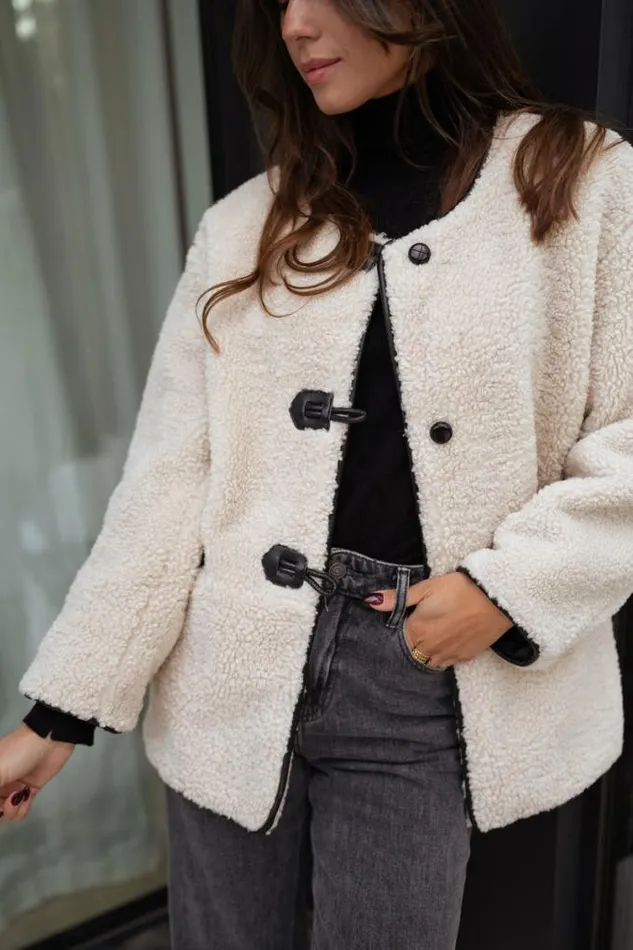 Easy Clothes Ecru Atlanta Faux Sheep Fur Jacket Women039s Clothing Jackets