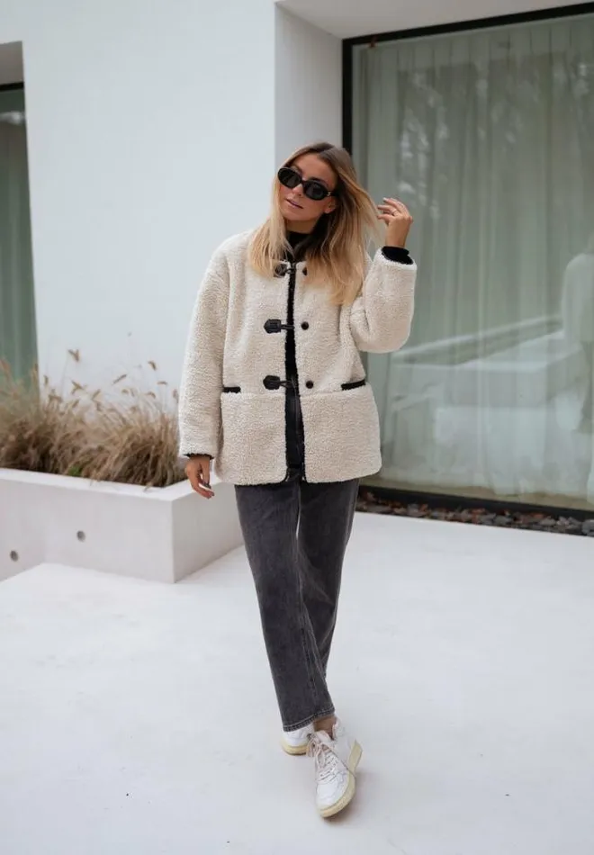 Easy Clothes Ecru Atlanta Faux Sheep Fur Jacket Women039s Clothing Jackets