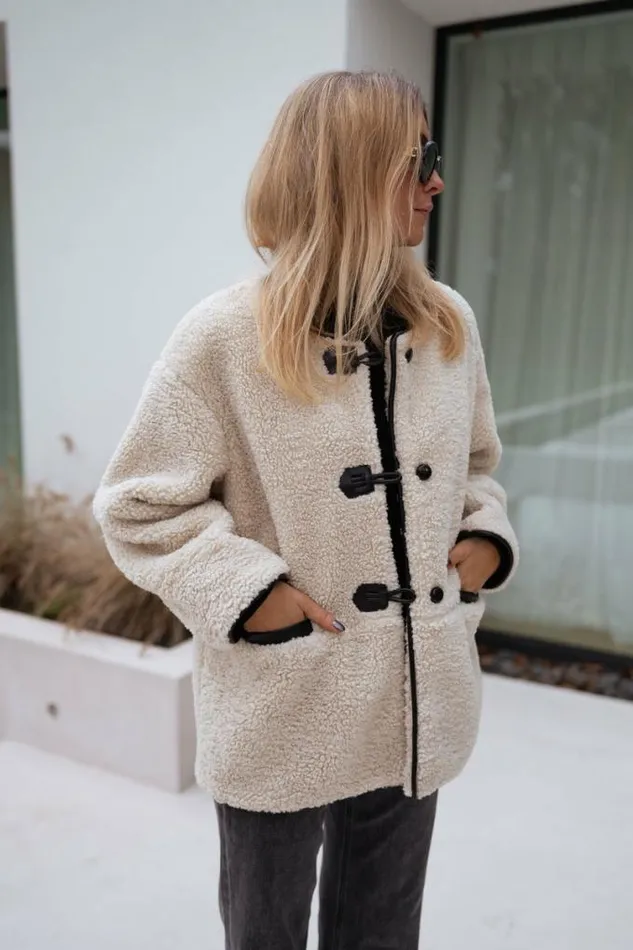 Easy Clothes Ecru Atlanta Faux Sheep Fur Jacket Women039s Clothing Jackets