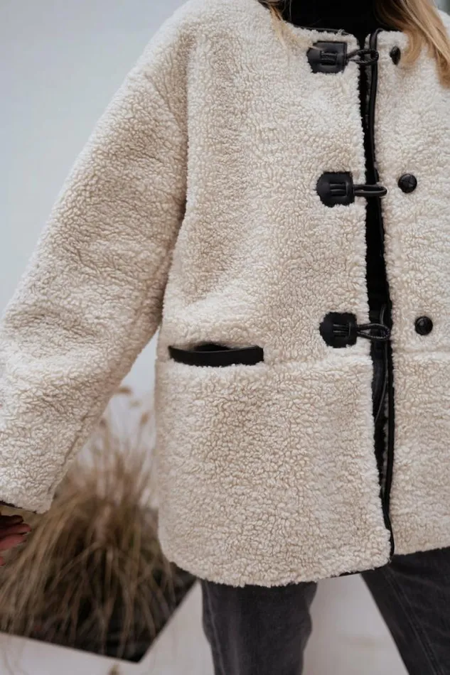 Easy Clothes Ecru Atlanta Faux Sheep Fur Jacket Women039s Clothing Jackets