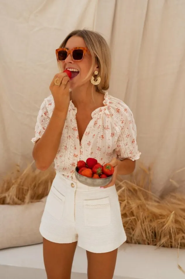 Easy Clothes Ecru Embroidered Carine Blouse Women039s Clothing Blouses