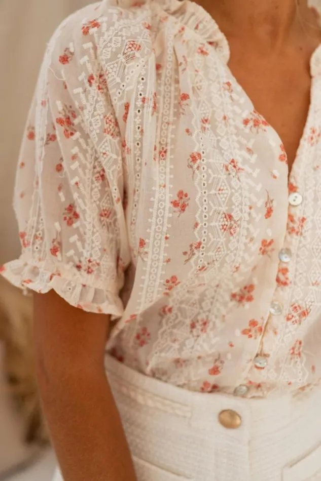 Easy Clothes Ecru Embroidered Carine Blouse Women039s Clothing Blouses