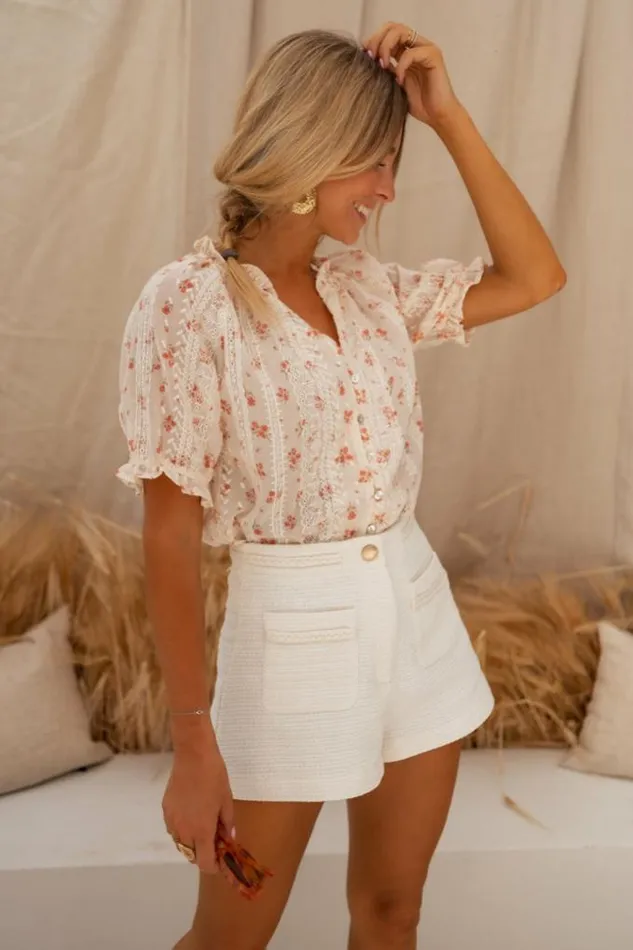 Easy Clothes Ecru Embroidered Carine Blouse Women039s Clothing Blouses