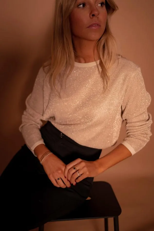 Easy Clothes Golden Glittery Nohe Sweater Golden Women039s Clothing Sweaters