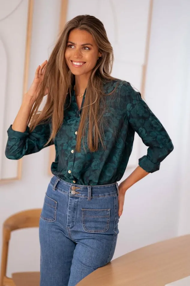 Easy Clothes Green And Blue Paula Shirt Women039s Clothing Blouses