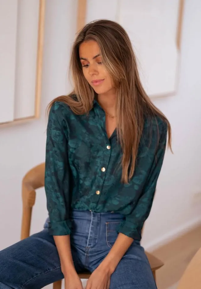 Easy Clothes Green And Blue Paula Shirt Women039s Clothing Blouses