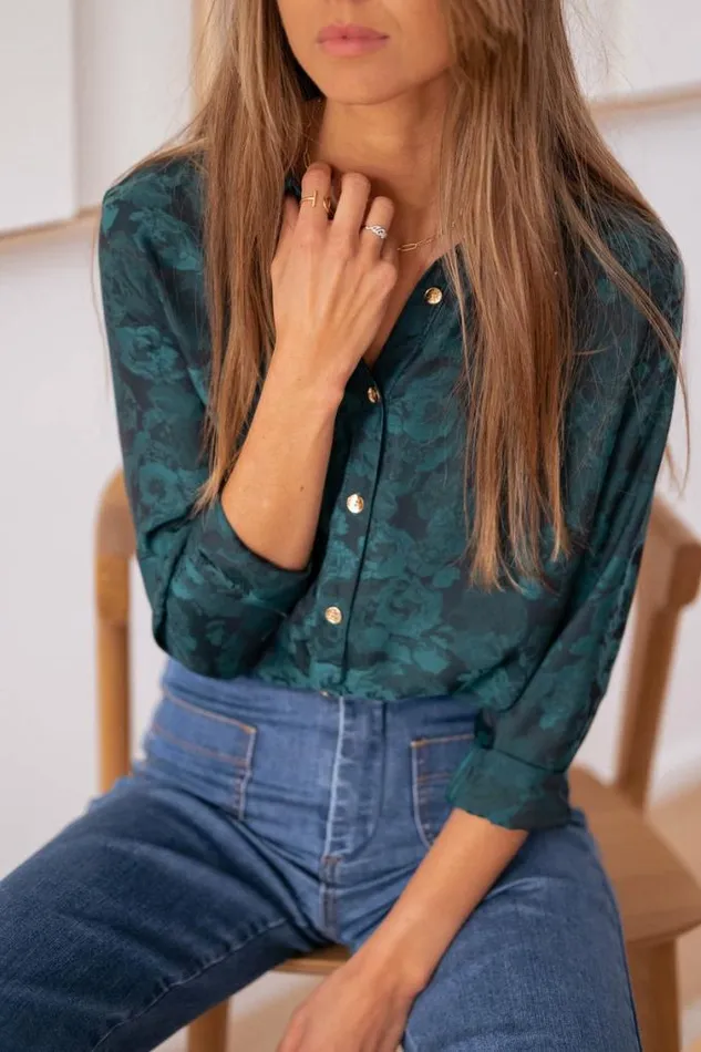 Easy Clothes Green And Blue Paula Shirt Women039s Clothing Blouses