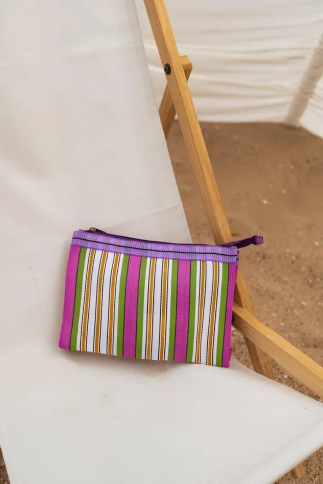 Easy Clothes Green Striped Taylor Pouch Jewelry and Accessories Handbags