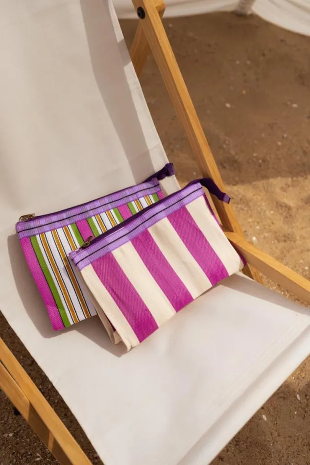 Easy Clothes Green Striped Taylor Pouch Jewelry and Accessories Handbags