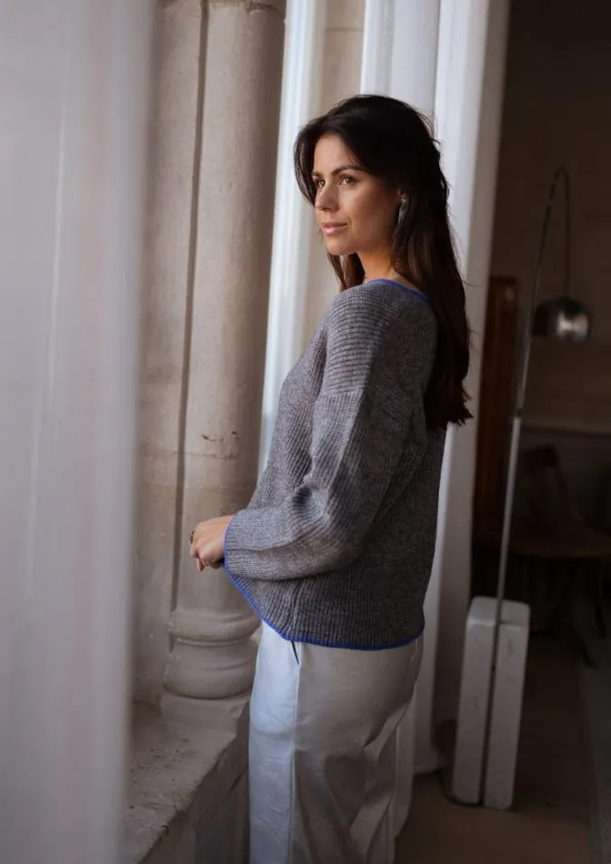 Easy Clothes Grey And Blue Nelia Sweater Women039s Clothing Sweaters