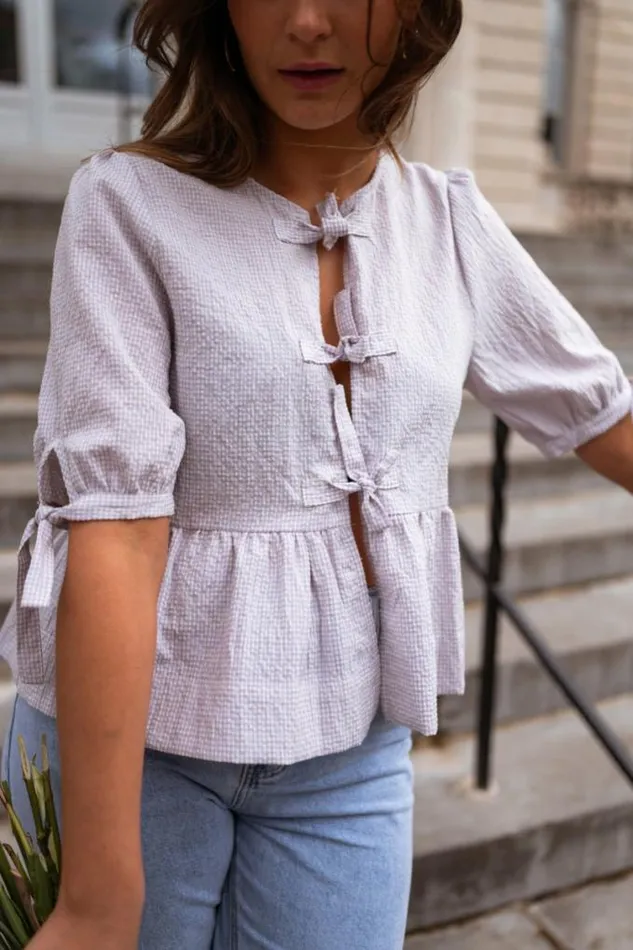 Easy Clothes Lilac Gingham Myral Blouse Women039s Clothing Blouses Easy Clothes Lilac Gingham Myral Blouse Women039s Clothing Blouses