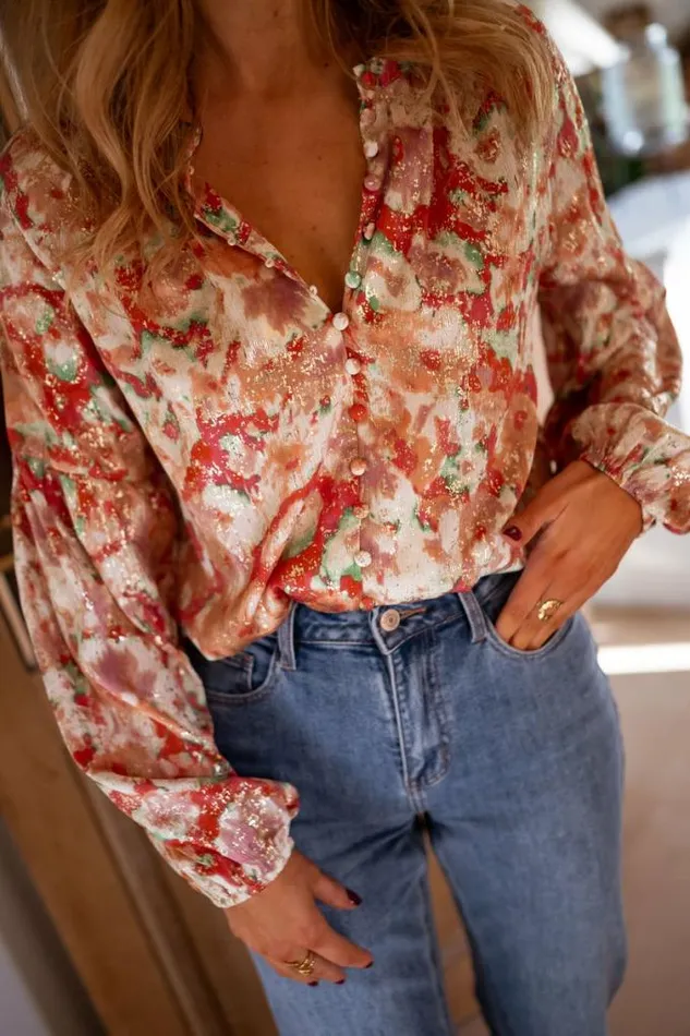 Easy Clothes Orange And Green Jackson Blouse Orangegreen Women039s Clothing Blouses