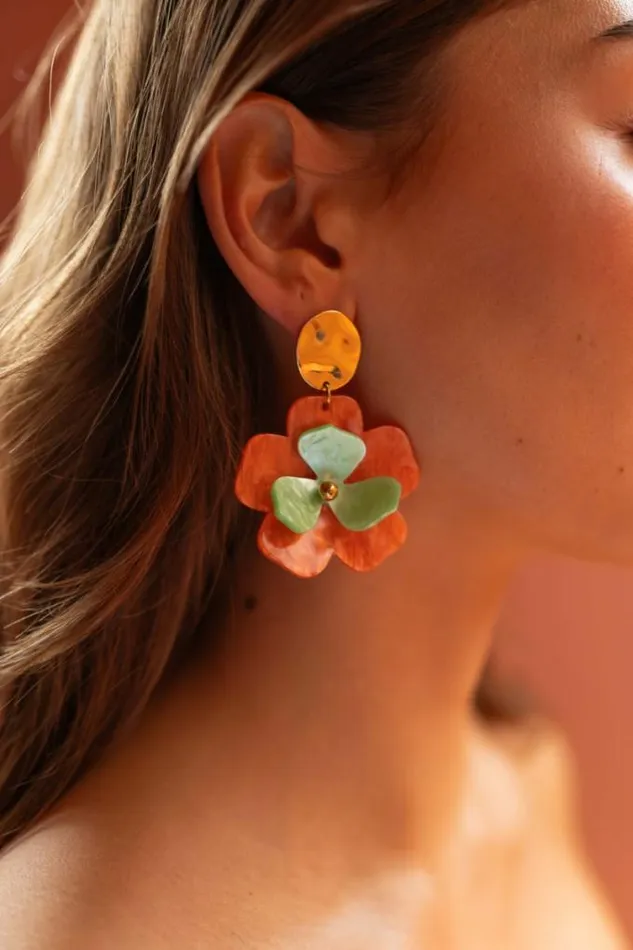 Easy Clothes Orange And Green Vitou Earrings Jewelry and Accessories Earrings