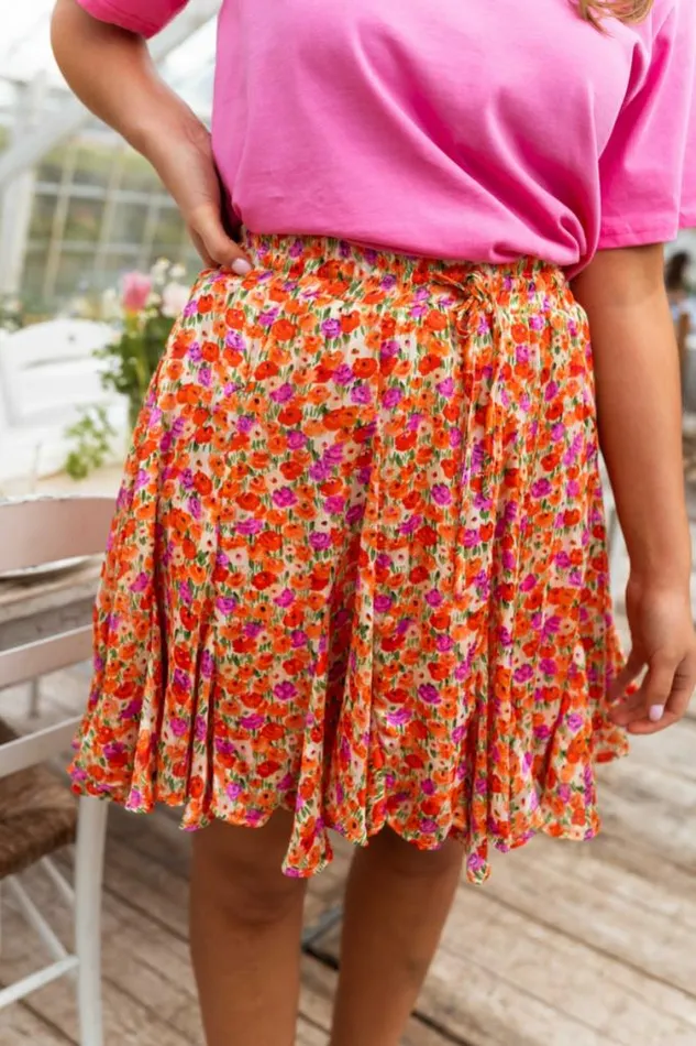 Easy Clothes Orange Floral Henley Skirt Women039s Clothing Skirts