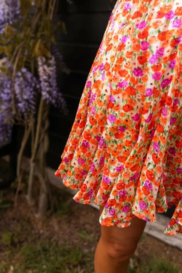 Easy Clothes Orange Floral Henley Skirt Women039s Clothing Skirts