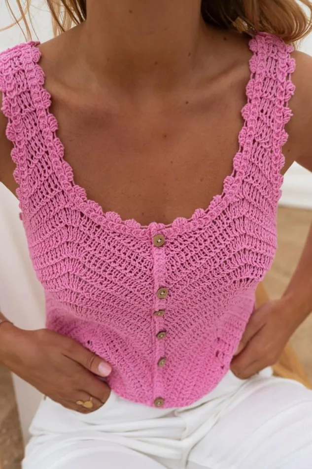 Easy Clothes Pink Crochet Esther Top Women039s Clothing Tops Easy Clothes Pink Crochet Esther Top Women039s Clothing Tops