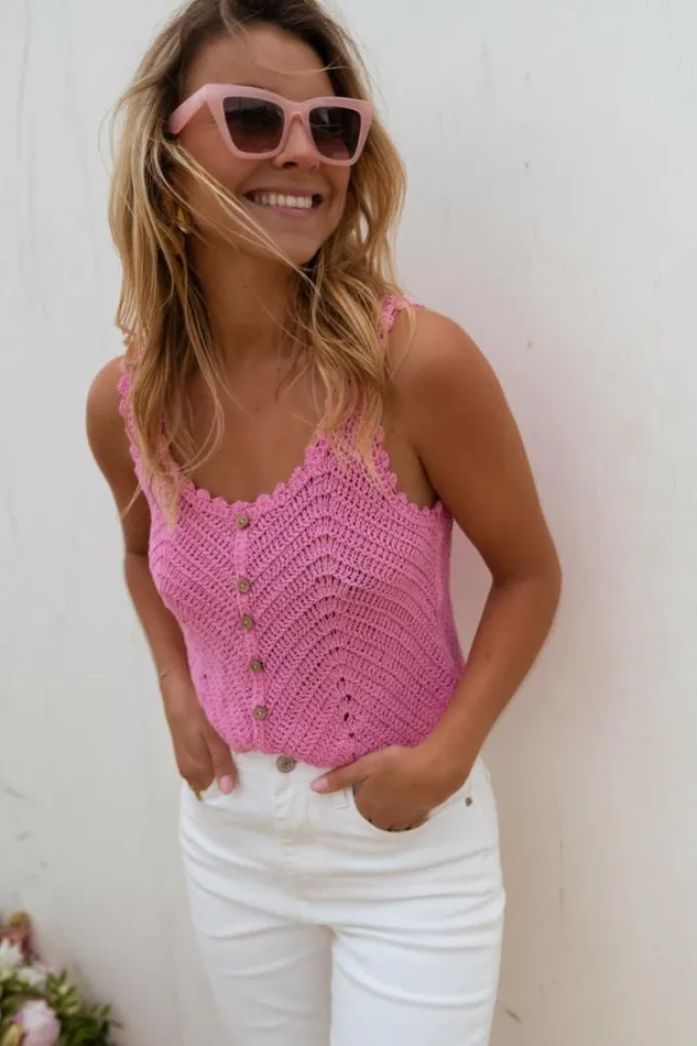 Easy Clothes Pink Crochet Esther Top Women039s Clothing Tops Easy Clothes Pink Crochet Esther Top Women039s Clothing Tops