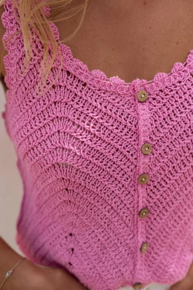 Easy Clothes Pink Crochet Esther Top Women039s Clothing Tops Easy Clothes Pink Crochet Esther Top Women039s Clothing Tops