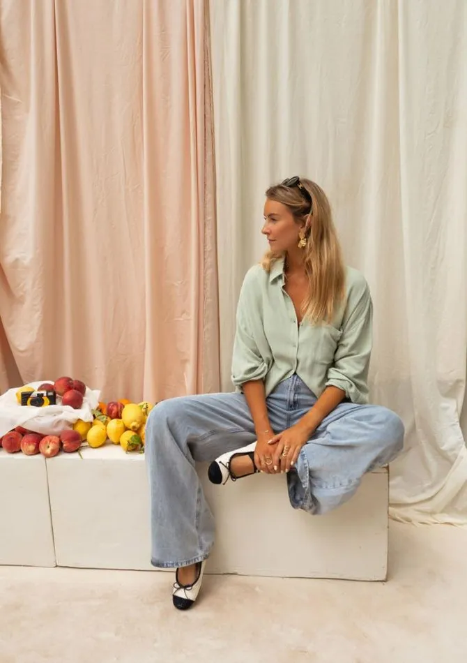 Easy Clothes Sea Green Linen Blanca Shirt Sea Green Women039s Clothing Shirts