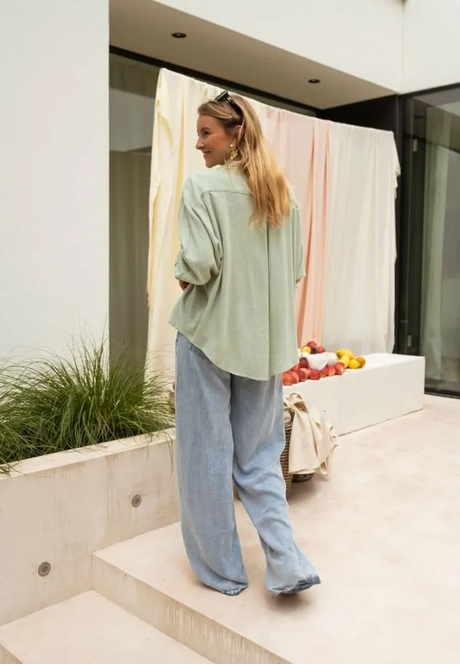 Easy Clothes Sea Green Linen Blanca Shirt Sea Green Women039s Clothing Shirts