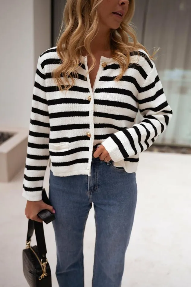 Easy Clothes Striped Jeanne Cardigan Women039s Clothing Cardigans