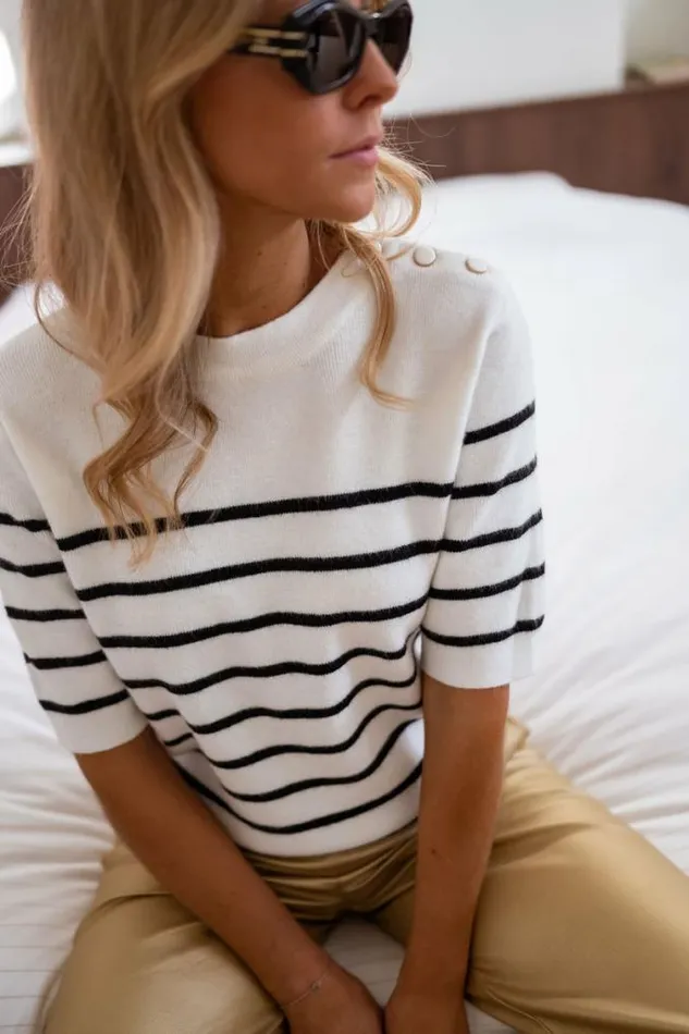Easy Clothes Striped Lubin Short Sleeve Sweater Women039s Clothing Sweaters