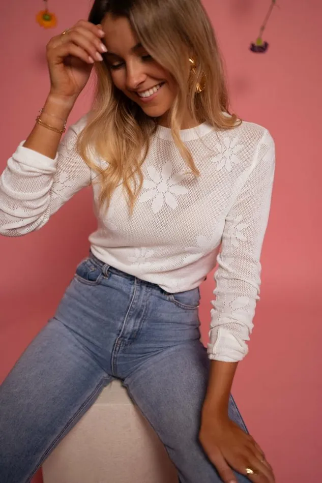 Easy Clothes White Marguerite Sweater White Women039s Clothing Sweaters