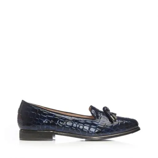 Ebrielle Navy Patent Mocc Croc Women Moda In Pelle Casual Shoes And Trainers