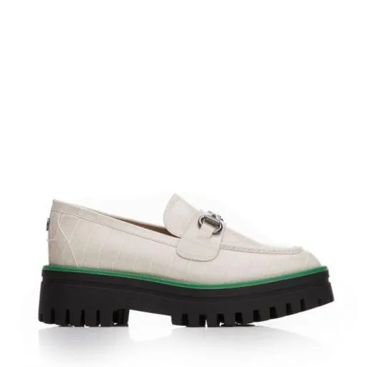 Elloise Off White Patent Mocc Croc Women Moda In Pelle Brogues And Loafers