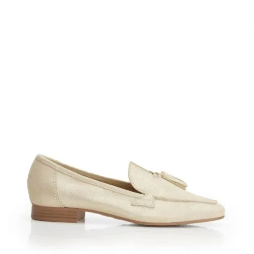Elmo Gold Metallic Leather Women Moda In Pelle Flat And Ballerina Shoes