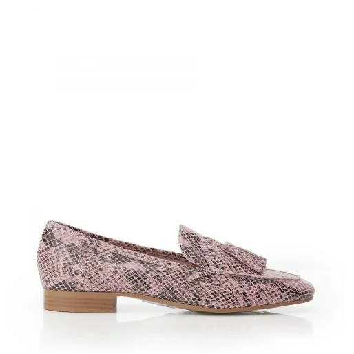 Elmo Pink Snake Print Leather Women Moda In Pelle Brogues And Loafers