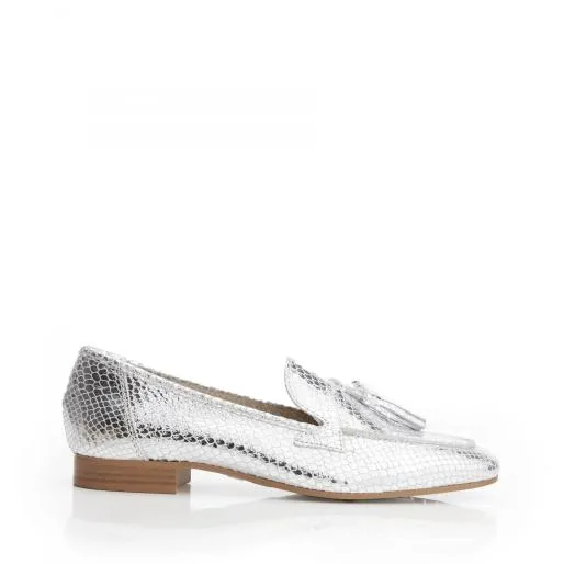 Elmo Silver Snake Print Leather Women Moda In Pelle Casual Shoes And Trainers