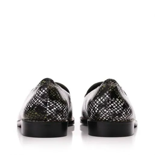 Emmarose W Khaki Snake Print Leather Women Moda In Pelle Brogues And Loafers Emmarose W Khaki Snake Print Leather Women Moda In Pelle Brogues And Loafers