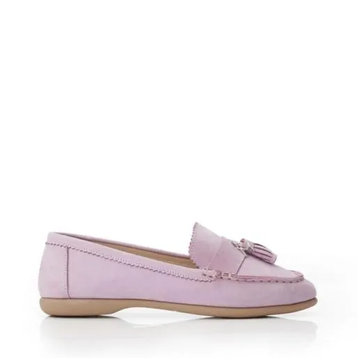 Estina Lilac Nubuck Women Moda In Pelle Flat And Ballerina Shoes