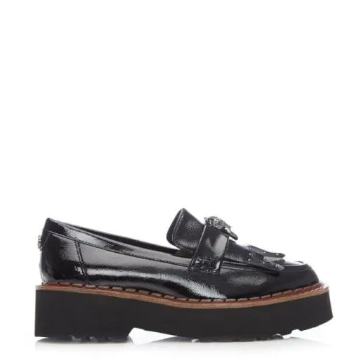 Evelina Black Patent Leather Women Moda In Pelle Brogues And Loafers