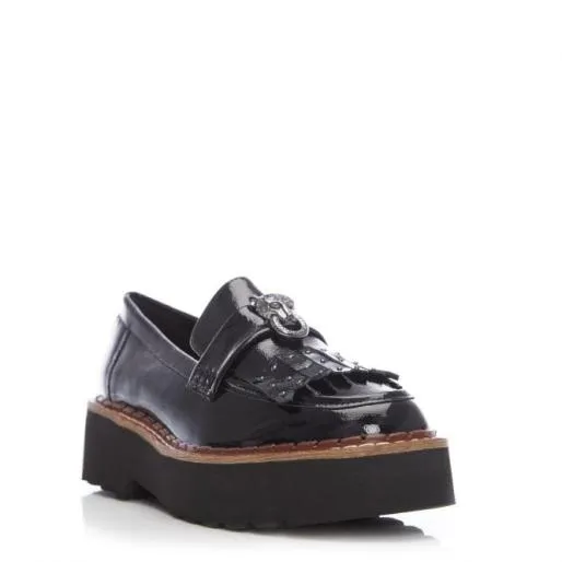 Evelina Black Patent Leather Women Moda In Pelle Brogues And Loafers