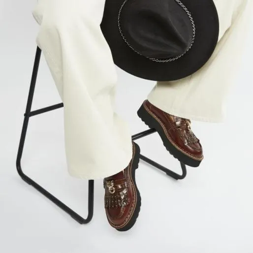 Evelina Dark Brown Leather Women Moda In Pelle Brogues And Loafers