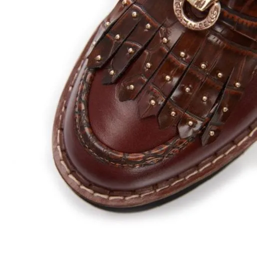 Evelina Dark Brown Leather Women Moda In Pelle Brogues And Loafers