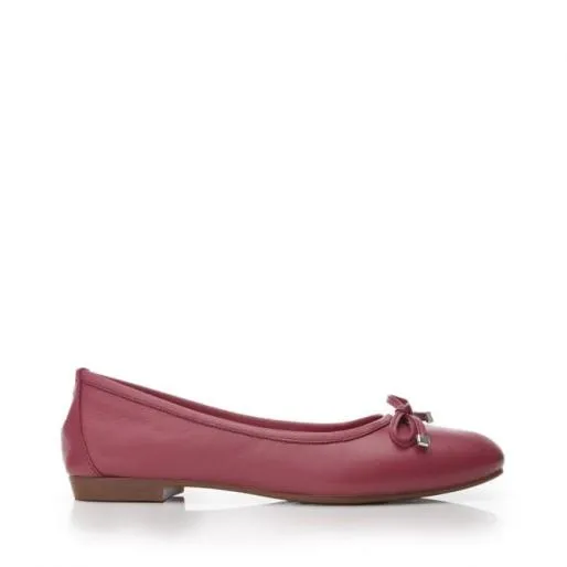 Eviee Fuschia Leather Women Moda In Pelle Flat And Ballerina Shoes