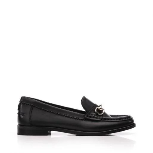 Fabina Black Leather Women Moda In Pelle Brogues And Loafers