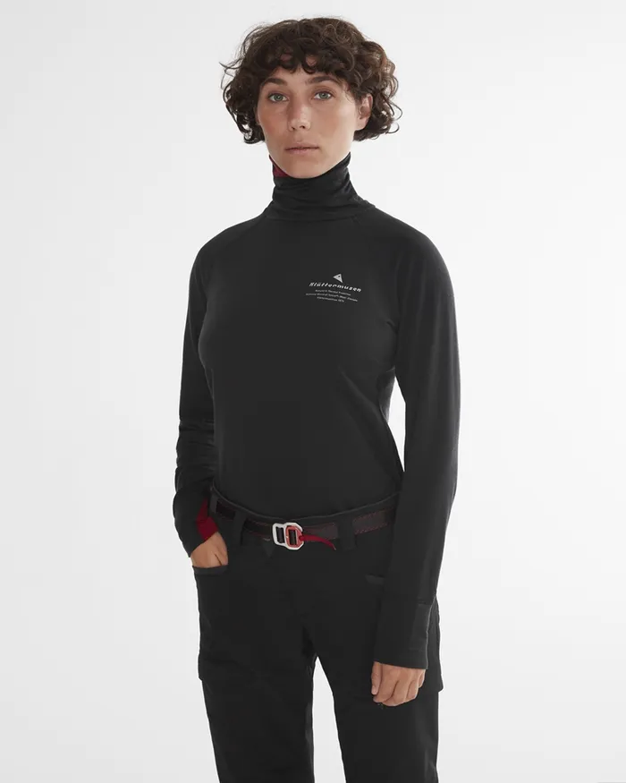 Fafne Activity Baselayer Turtleneck Dark Deep Sea Women Klttermusen Base Layers