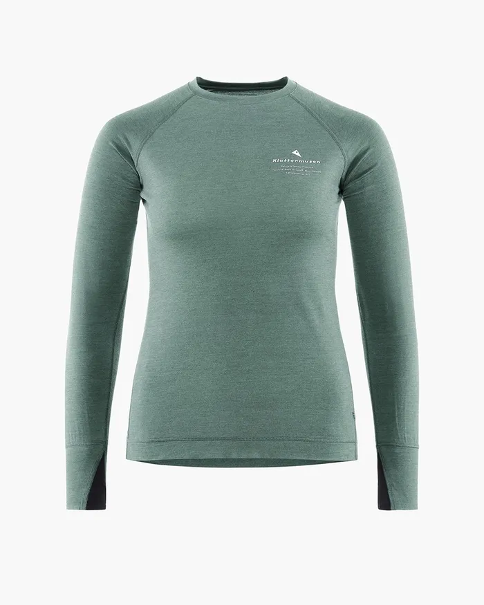 Fafne Baselayer Crewneck Faded Green Women Klttermusen Base Layers