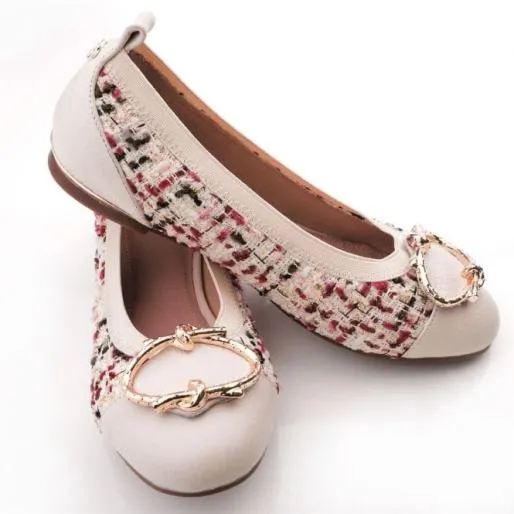 Fairy Off White Textile Women Moda In Pelle Flat And Ballerina Shoes Fairy Off White Textile Women Moda In Pelle Flat And Ballerina Shoes