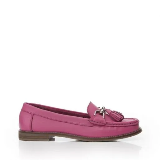 Falcheta Pink Leather Women Moda In Pelle Flat And Ballerina Shoes