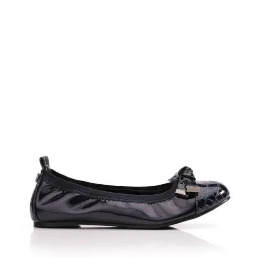Fellicity Navy Patent Mocc Croc Women Moda In Pelle Flat And Ballerina Shoes