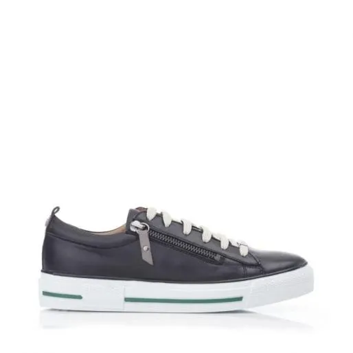 Filicia Black Leather Women Moda In Pelle Casual Trainers