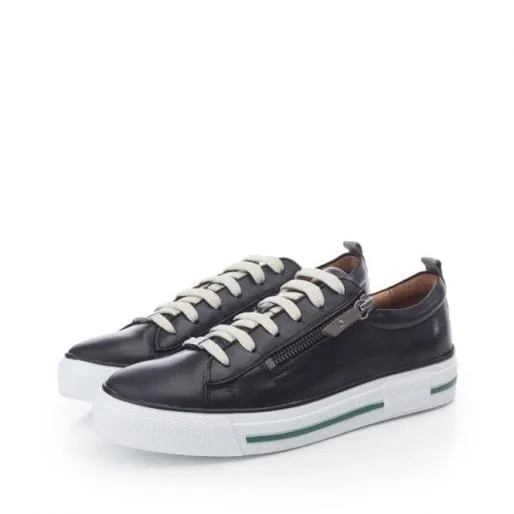 Filicia Black Leather Women Moda In Pelle Casual Trainers
