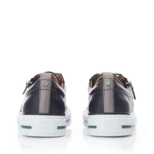Filicia Black Leather Women Moda In Pelle Casual Trainers